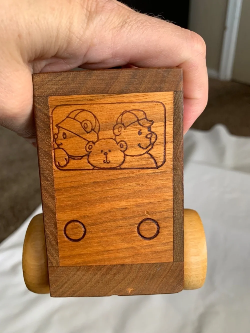 Teddy Bus Co. Wooden Delivery Truck Coin Bank Music Toy Vintage Toystalgia 1988